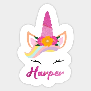 Name harper unicone awesome gift Sticker